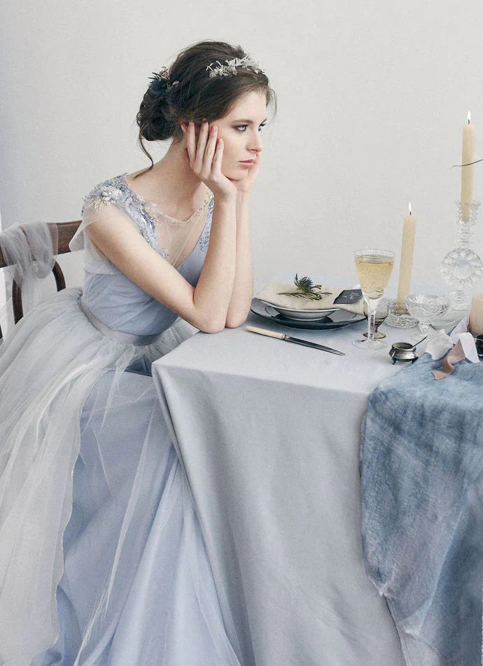 Vestidos formales para mujer, elegantes, azules, bonitos, de corte A, largos, sin espalda, con cuentas, para fiesta de noche formal.